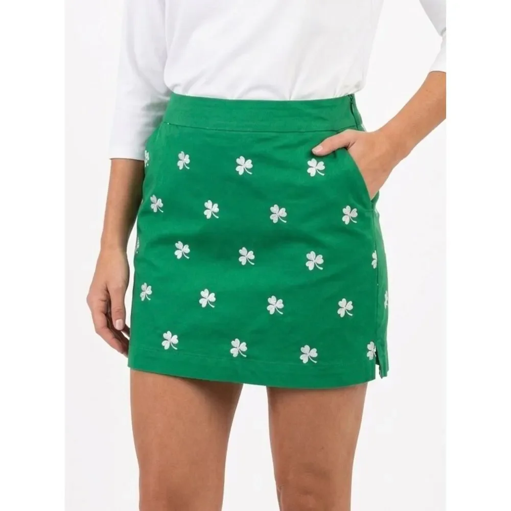 Embroidered Shamrock Loudmouth Ladies Golf Skort Kelly Green Size 14 US